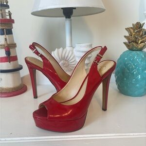 Jessica Simpson Red Patent Leather Slingback Heels